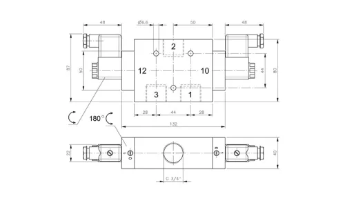 MH 320 181. 3/2-es elektromos vezérlésű szelep, bistabil - G3/4"