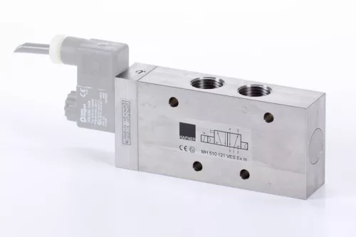 MH 510 121 VES EX M. 5/2-es elektromos vezérlésű szelep, monostabil - G1/2" - INOX, ATEX