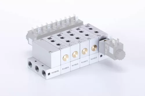 MH 510 503 ALU. 5/2-es elektromos vezérlésű alaplapos szelep, monostabil - G1/8"