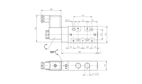 MH 510 701 VES EX M. 5/2-es elektromos vezérlésű szelep, monostabil - G1/4" - INOX, ATEX