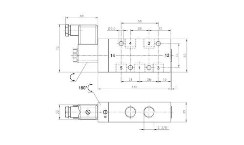 MH 511 101. 5/2-es elektromos vezérlésű szelep, monostabil - G3/8"