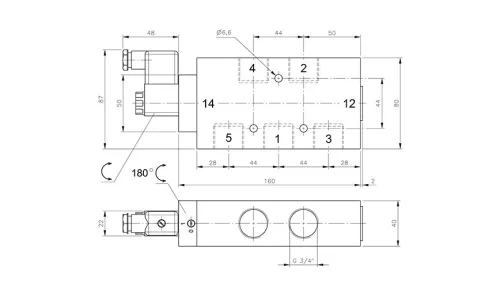 MH 511 181. 5/2-es elektromos vezérlésű szelep, monostabil - G3/4"