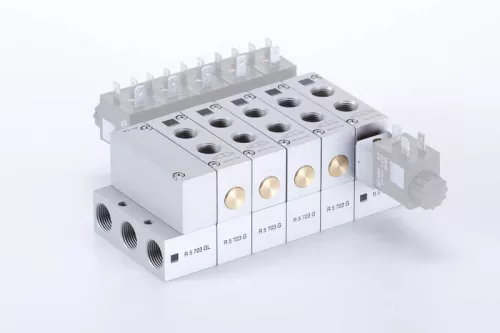MH 511 703 ALU. 5/2-es elektromos vezérlésű alaplapos szelep, monostabil - G1/4"
