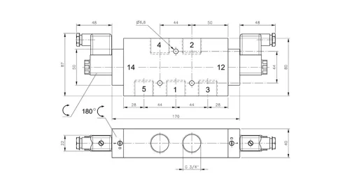 MH 532 181. 5/3-as elektromos vezérlésű szelep, középállásban leszellőztetett - G3/4"