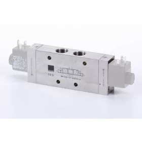   MH 533 121 VES EX IA. 5/3-as elektromos vezérlésű szelep, középállásban nyitott - G1/2" - INOX, ATEX