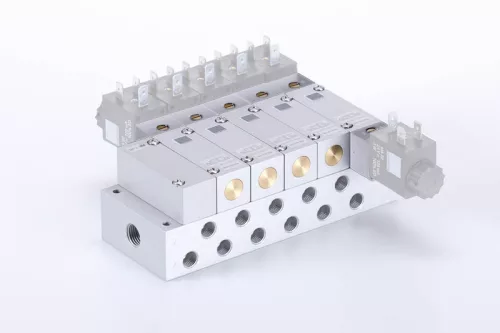 MH 533 504 ALU. 5/3-as elektromos vezérlésű alaplapos szelep, középállásban nyitott - DN5