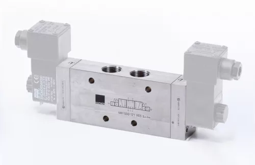 MH 533 701 VES EX DM. 5/3-as elektromos vezérlésű szelep, középállásban nyitott - G1/4" - INOX - ATEX