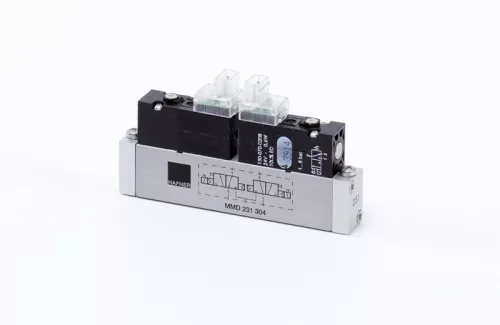 MMD 231 304 - 24 DC. Dupla 3/2-es elektromos vezérlésű alaplapos szelep, monostabil - NC - DN3