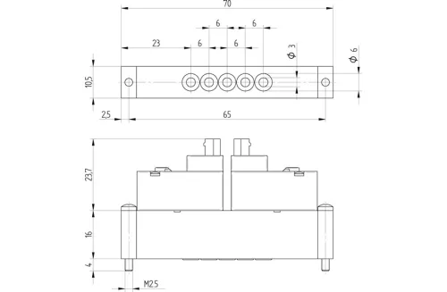 MMD 232 304 - 24 DC. Dupla 3/2-es elektromos vezérlésű alaplapos szelep, monostabil - NO+NC - DN3