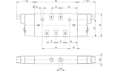 MMD 520 301 - 24 DC. 5/2-es elektromos vezérlésű szelep, bistabil - M5
