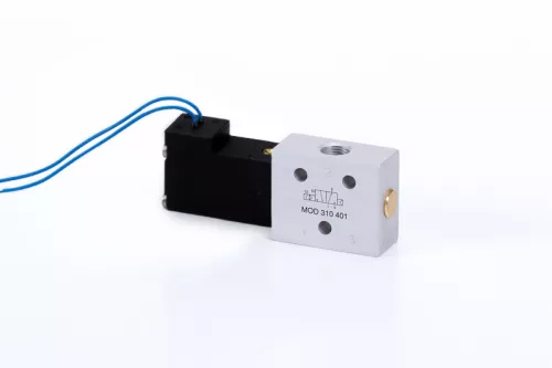 MOD 310 401 - 12 DC L. 3/2-es elektromos vezérlésű szelep, monostabil - alaphelyzetben nyitott - G1/8"