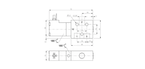 MOD 310 401 - 24 DC. 3/2-es elektromos vezérlésű szelep, monostabil - alaphelyzetben nyitott - G1/8"
