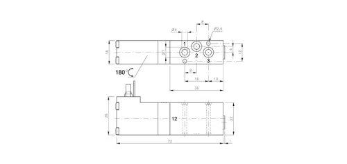 MOD 310 404 - 24 DC. 3/2-es elektromos vezérlésű alaplapos szelep, monostabil - alaphelyzetben nyitott - DN4