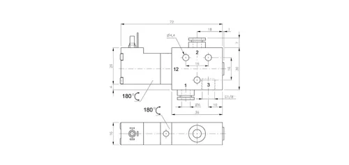 MOD 310 461 - 24 DC. 3/2-es elektromos vezérlésű szelep, monostabil - alaphelyzetben nyitott - pif 6mm