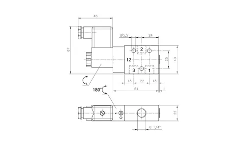 MOH 310 701 VES. 3/2-es elektromos vezérlésű szelep, monostabil - alaphelyzetben nyitott - G1/4" - INOX