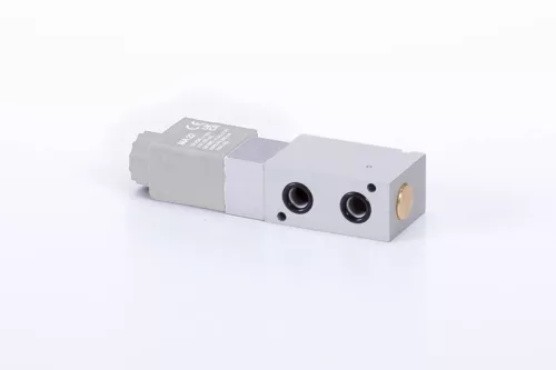 MOH 310 703 ALU. 3/2-es elektromos vezérlésű alaplapos szelep, monostabil - alaphelyzetben nyitott - G1/4"