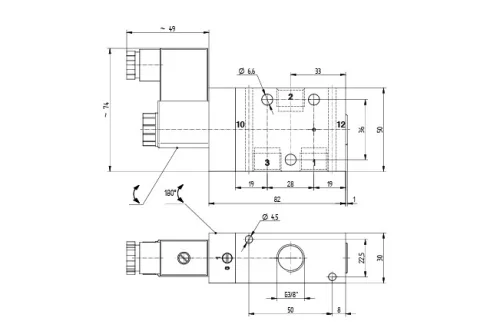 MOH 311 101 G. 3/2-es elektromos vezérlésű szelep, G-széria, monostabil - alaphelyzetben nyitott - G3/8"