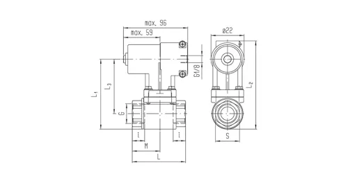 PKV-131-B82-1/2B. 2/2-es pneumatikus vezérlésű SIGMA szelep - G1/2" - NBR