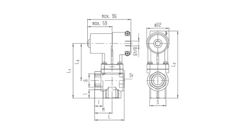 PKV-134-B81-1/2F. 2/2-es pneumatikus vezérlésű SIGMA szelep - G1/2" - VITON