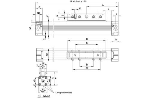 PL 25/00-1000. Dugattyúrúd nélküli munkahenger