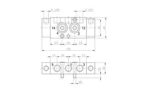 PN 520 701. 5/2-es pneumatikus vezérlésű NAMUR szelep, bistabil - G1/4"