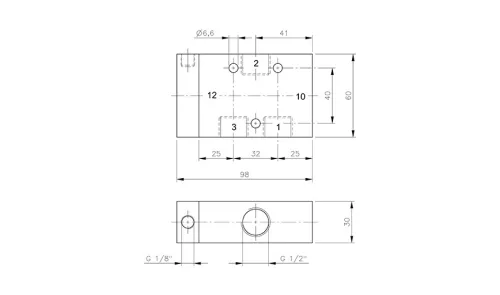 P 310 121 EX. 3/2-es pneumatikus vezérlésű szelep, monostabil - G1/2" - ATEX