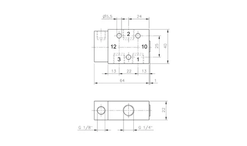 P 311 701 VES. 3/2-es pneumatikus vezérlésű szelep, monostabil - G1/4" - INOX