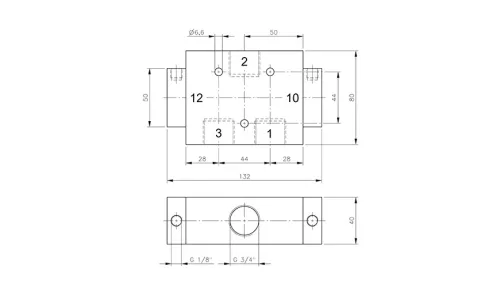 P 320 181. 3/2-es pneumatikus vezérlésű szelep, bistabil - G3/4"