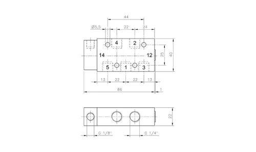 P 510 701 VES. 5/2-es pneumatikus vezérlésű szelep, monostabil - G1/4" - INOX