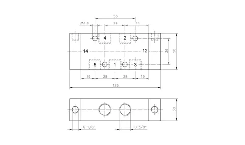 P 532 101 EX. 5/3-as pneumatikus vezérlésű szelep, középállásban leszellőztetett - G3/8" - ATEX