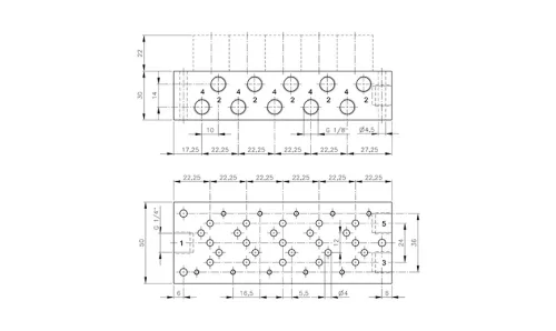 R 508 304. Alaplap az MH 5_ _ 304 szelepekhez - 8-helyes