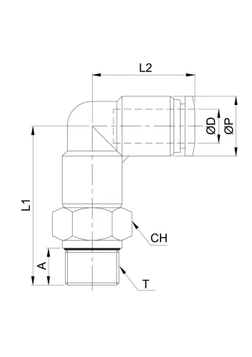 TQ-PLB-10-3/8. Push-In könyök csatlakozó