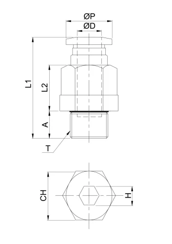 TQ-PS-10-1/2. Push-In egyenes csatlakozó