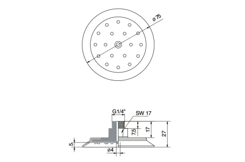 VMGF-75-0,5-NBR-A-1/4. Vákuum korong - 75 mm - 0,5 harang - külső 1/4"