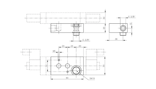 ZVP 101. Adapter NAMUR szeleppel szerelt munkahengerekhez - G3/8"